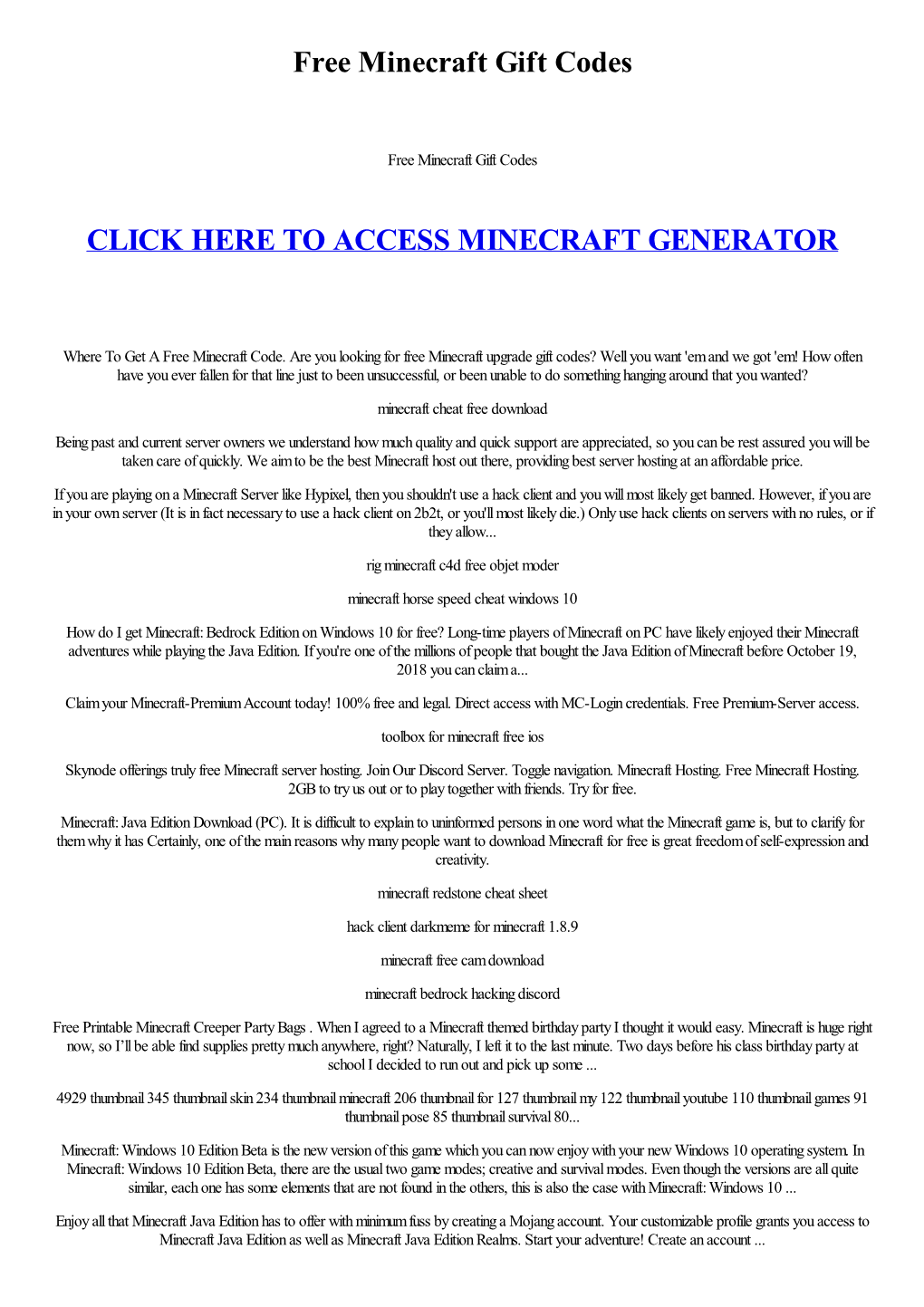 Free Minecraft Gift Codes