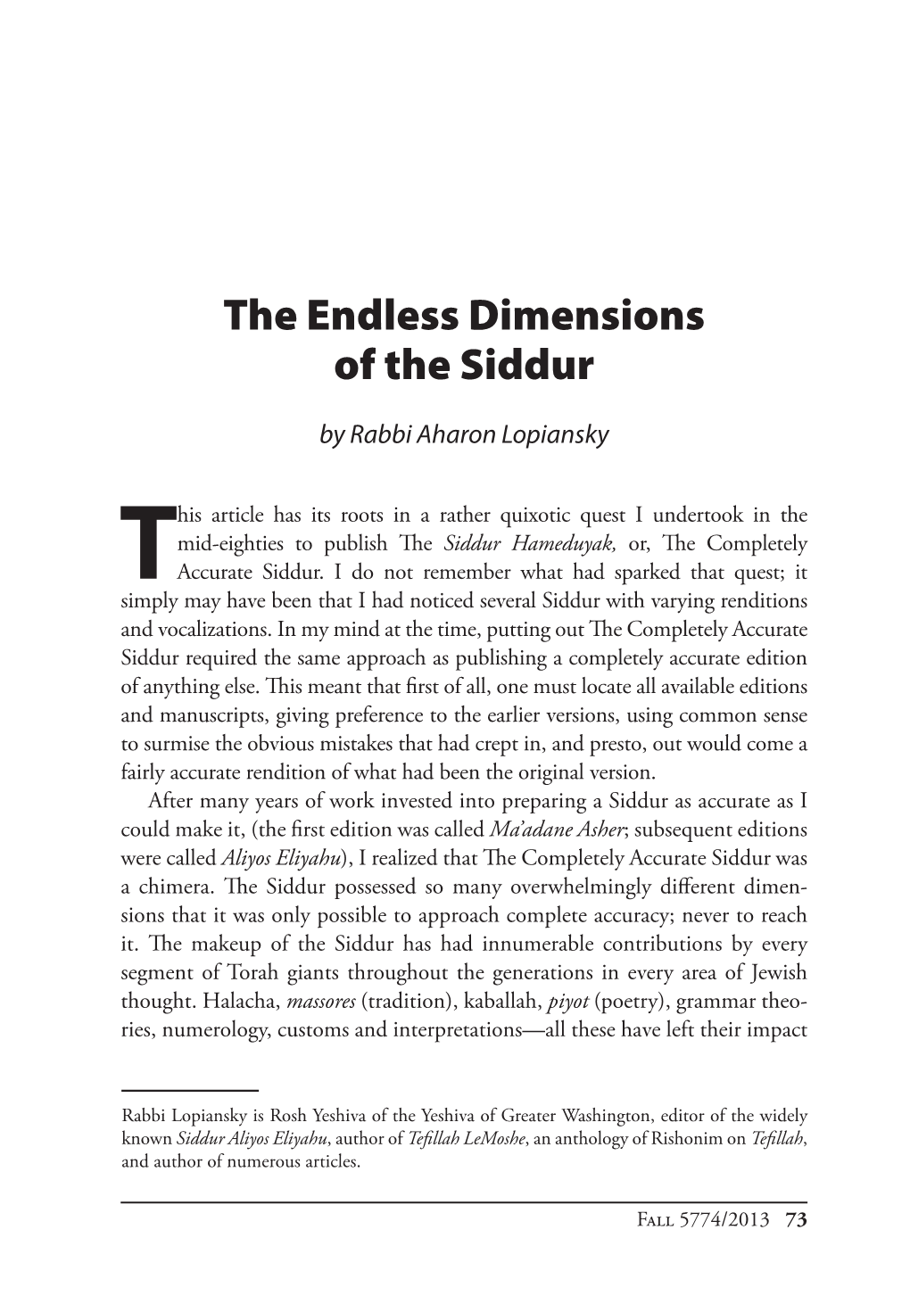 The Endless Dimensions of the Siddur.Pdf