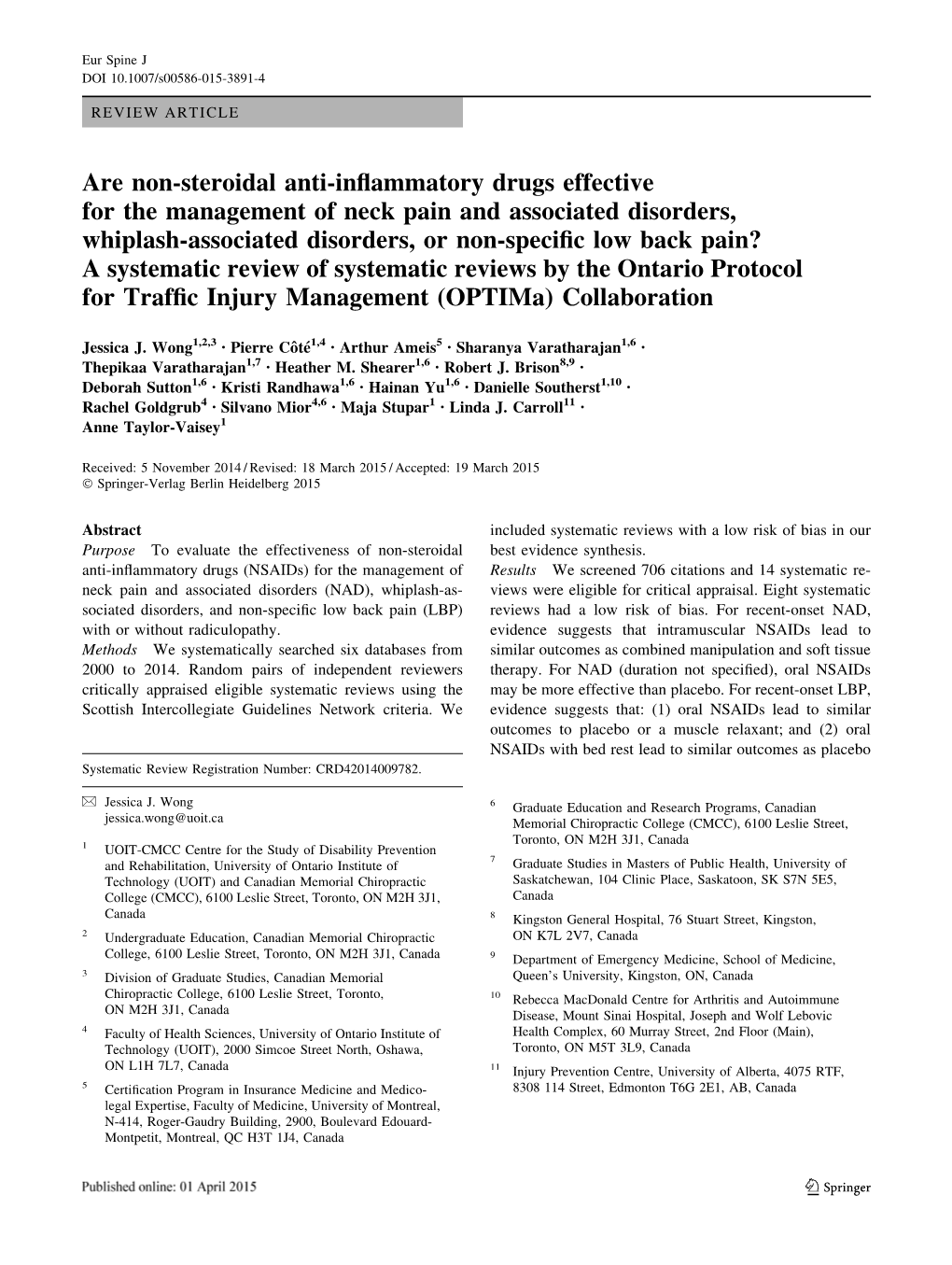 Are Non-Steroidal Anti-Inflammatory Drugs Effective for the Management