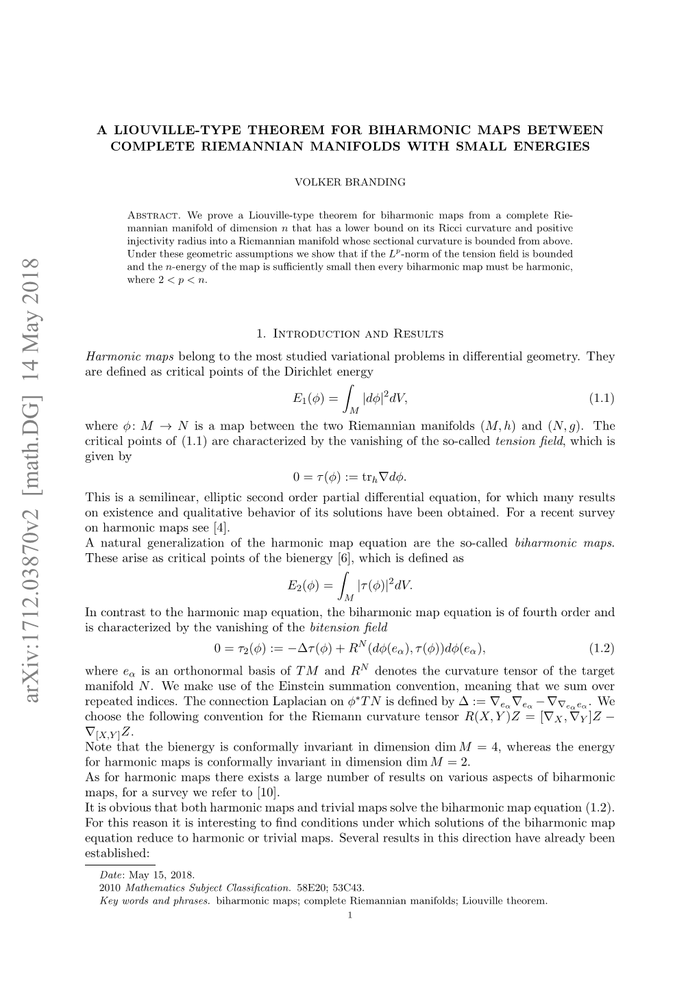 Arxiv:1712.03870V2 [Math.DG]