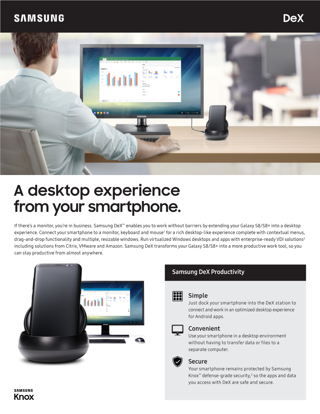 Samsung Dex™ Enables You to Work Without Barriers by Extending Your Galaxy S8/S8+ Into a Desktop Experience