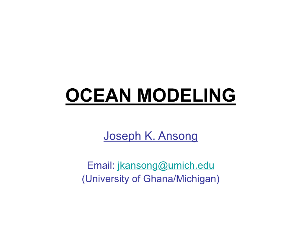 Ocean Modeling