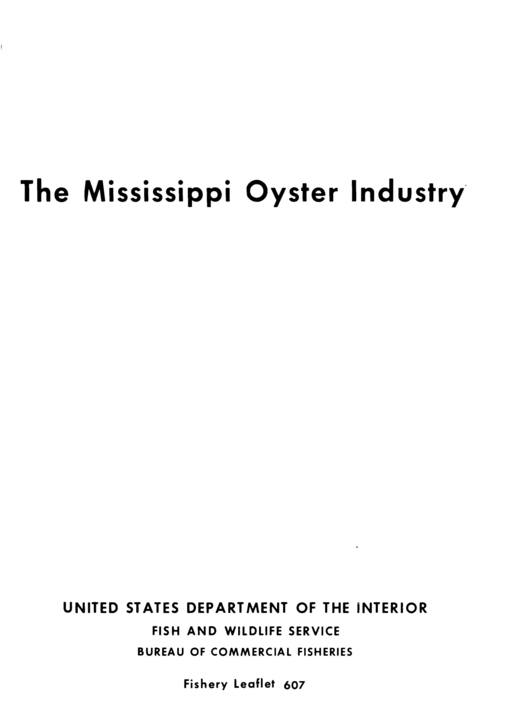 The Mississippi Oyster Industry'