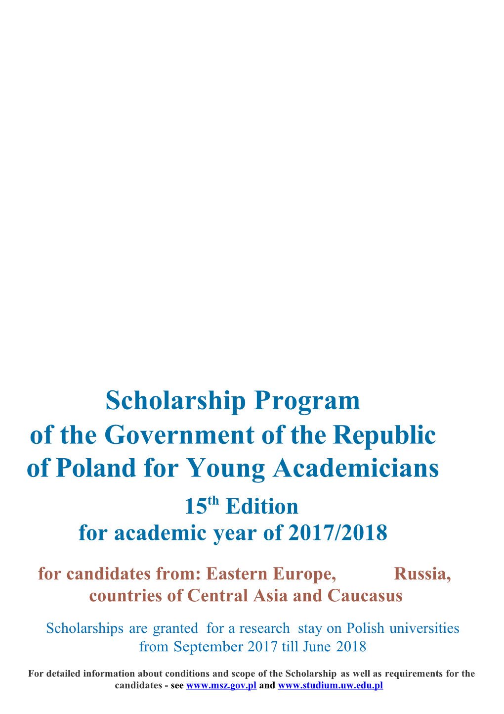 Of the Government of the Republic of Poland for Young Academicians