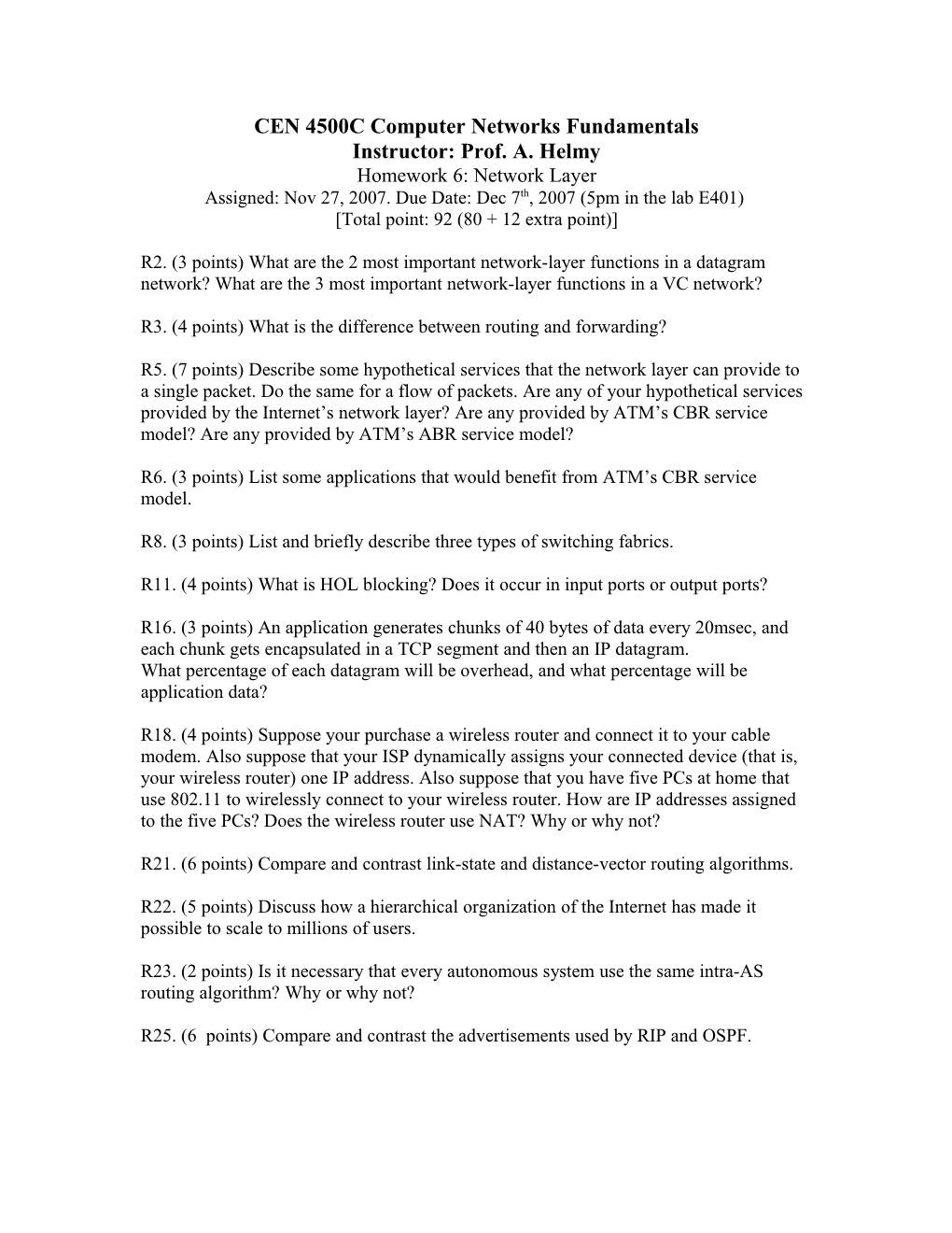 CEN 4500C Computer Networks Fundamentals