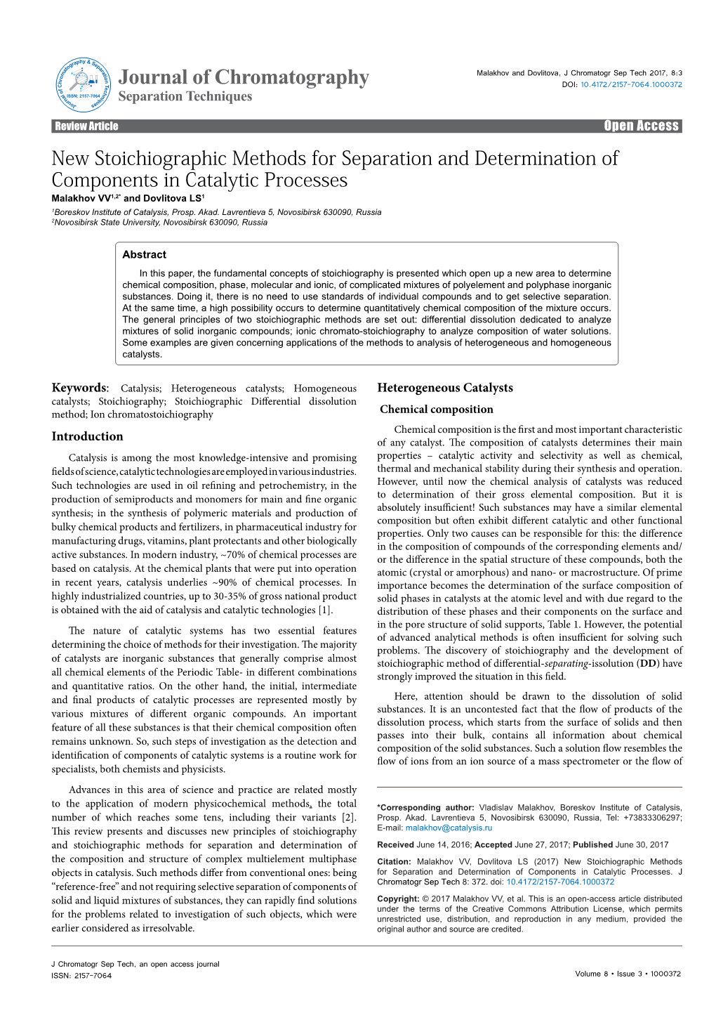 New Stoichiographic Methods for Separation and Determination Of