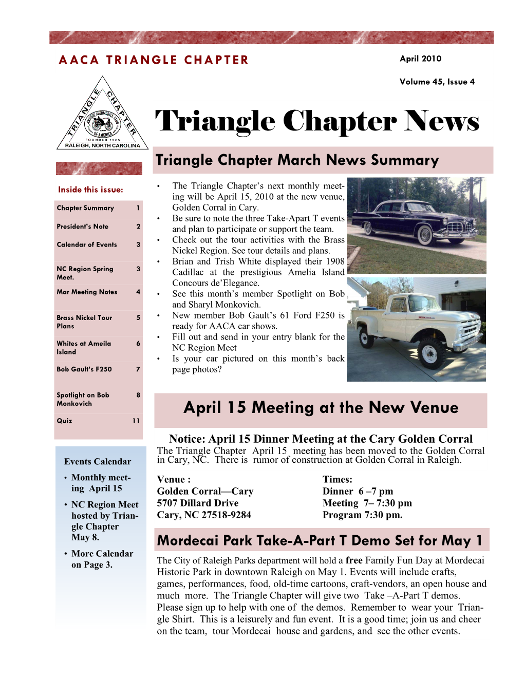 Triangle Chapter News