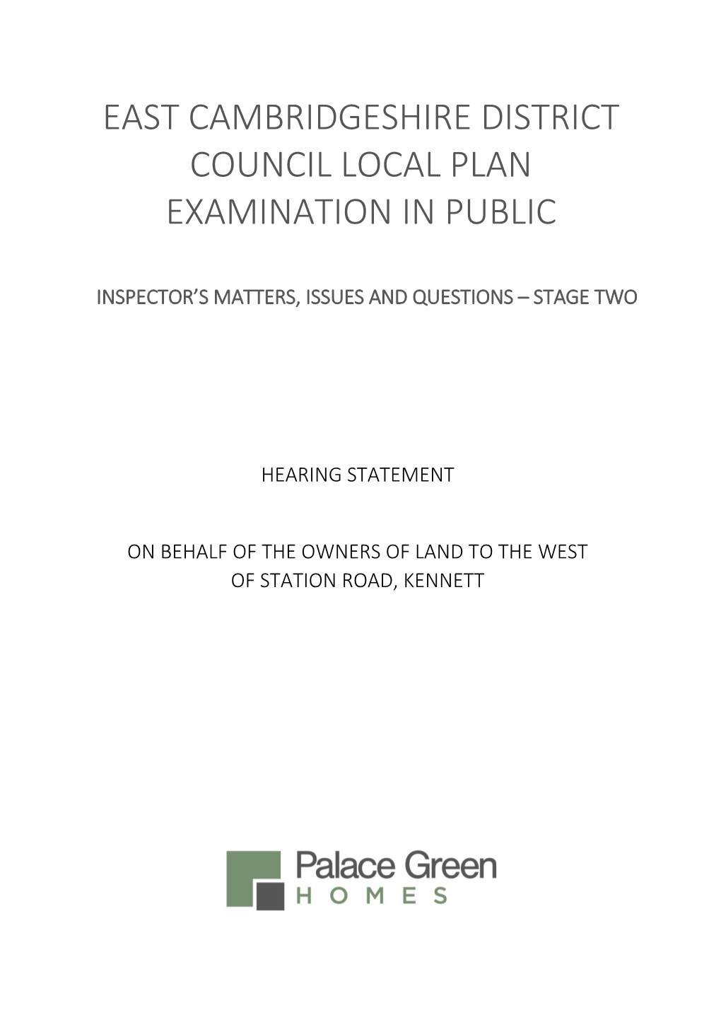 East Cambridgeshire District Council Local Plan Examination in Public