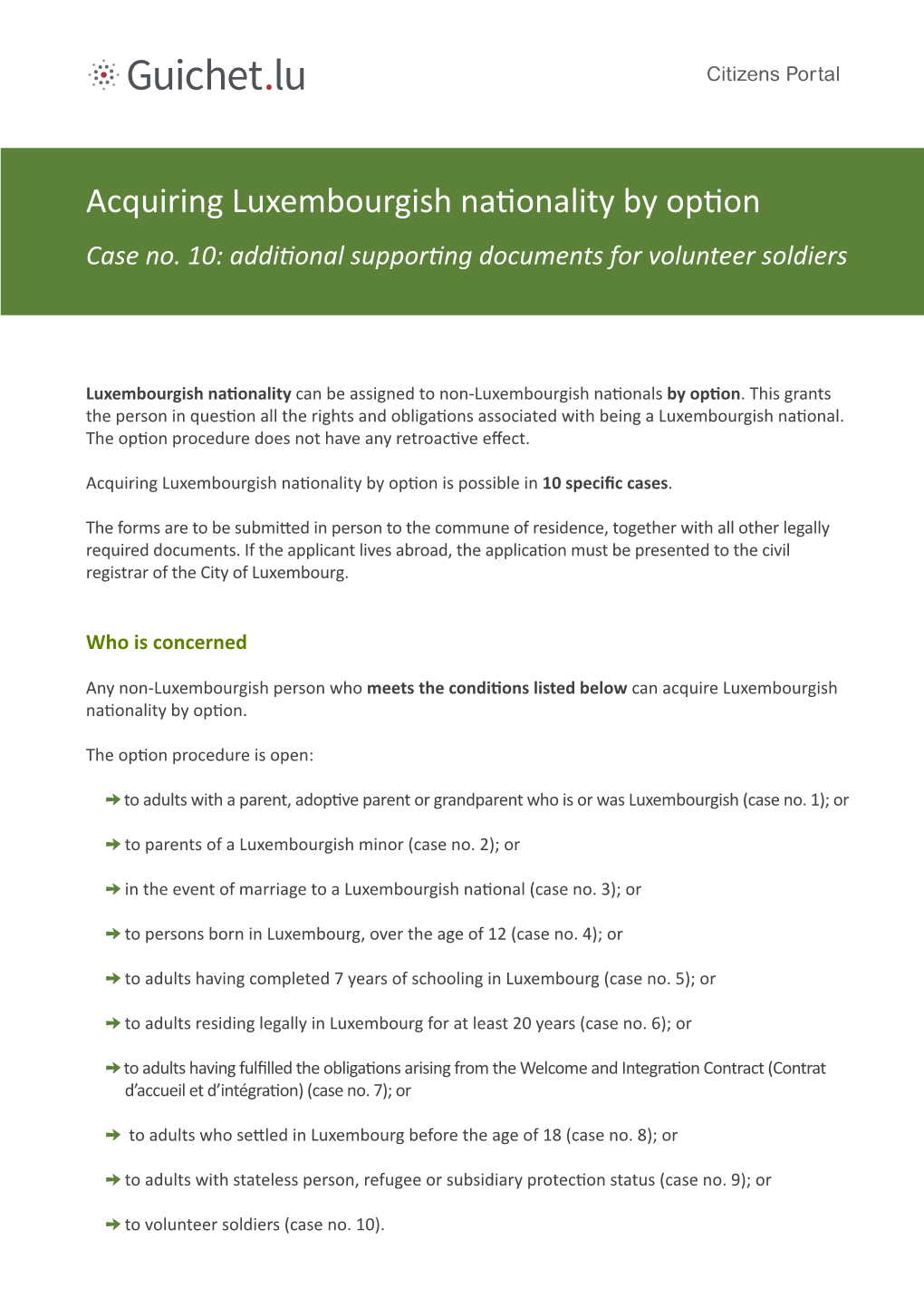 Acquiring Luxembourgish Nationality by Option