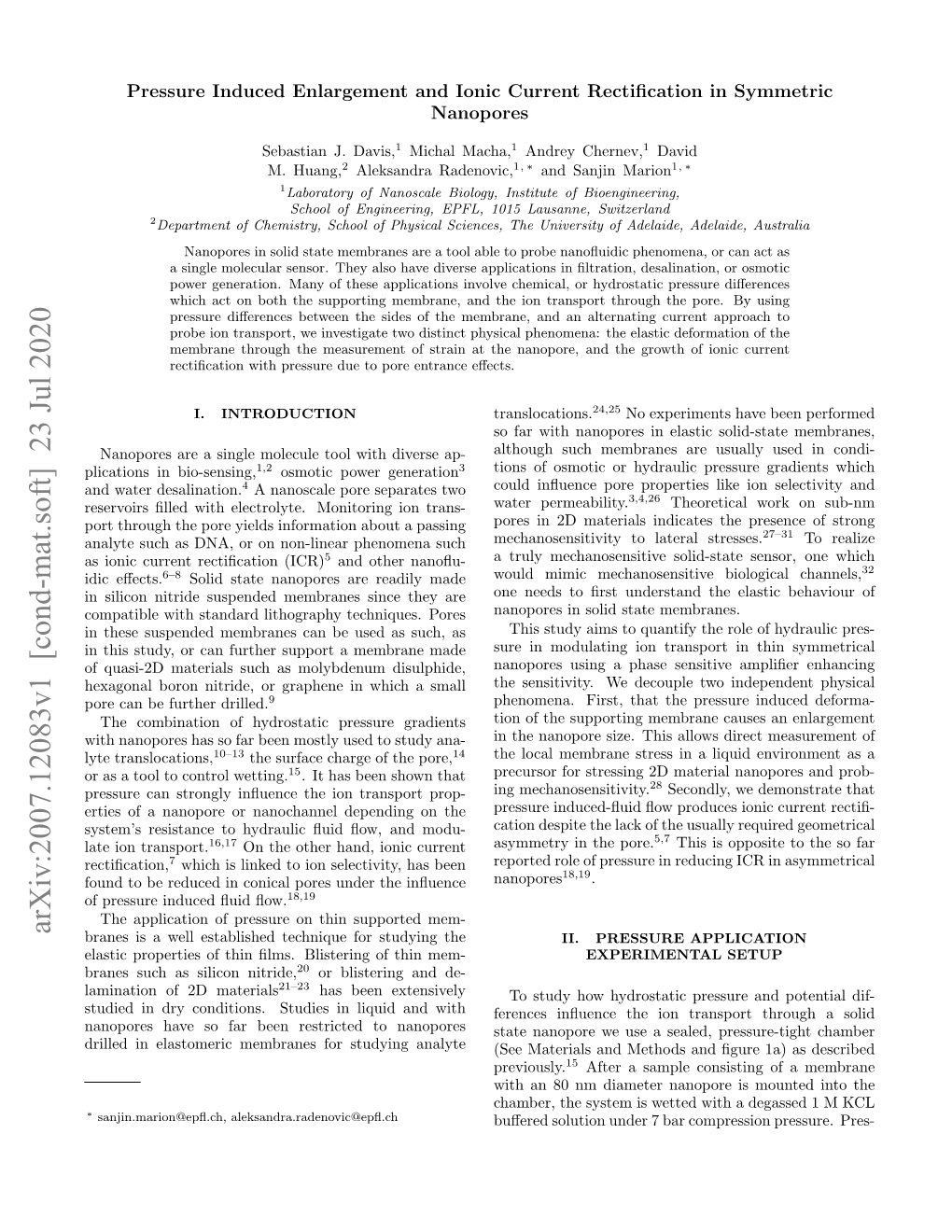 Pressure Induced Enlargement and Ionic Current Rectification In