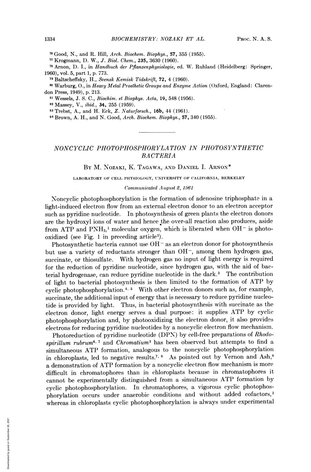 Noncyclic Photophosphorylation in Photosynthetic Bacteria by M