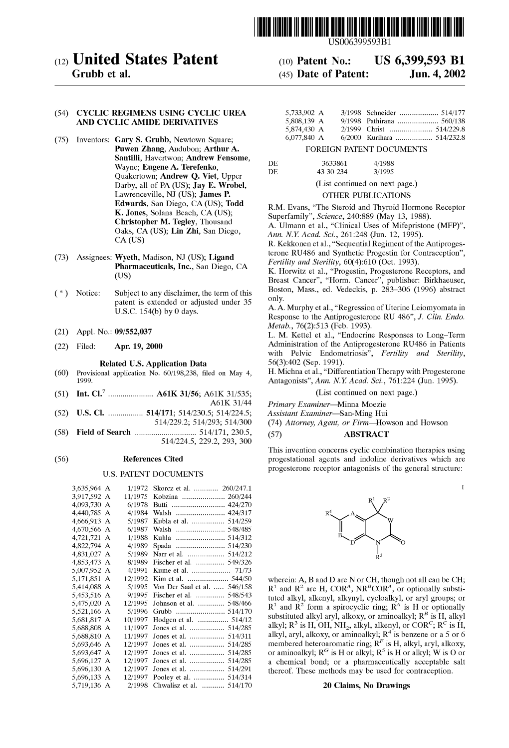 (12) United States Patent (10) Patent No.: US 6,399,593 B1 Grubb Et Al