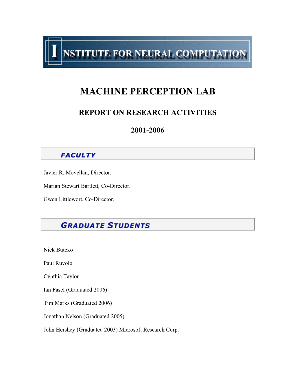 Machine Perception Lab