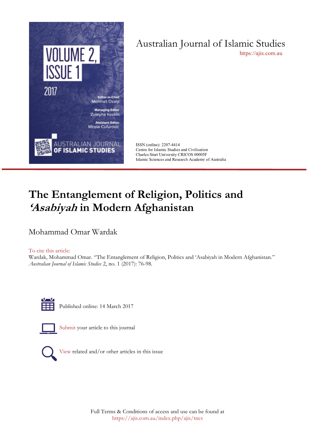 The Entanglement of Religion, Politics and 'Asabiyah in Modern Afghanistan