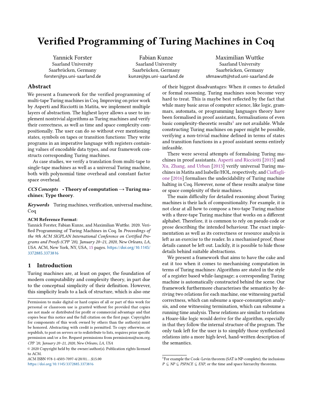 Verified Programming of Turing Machines in Coq