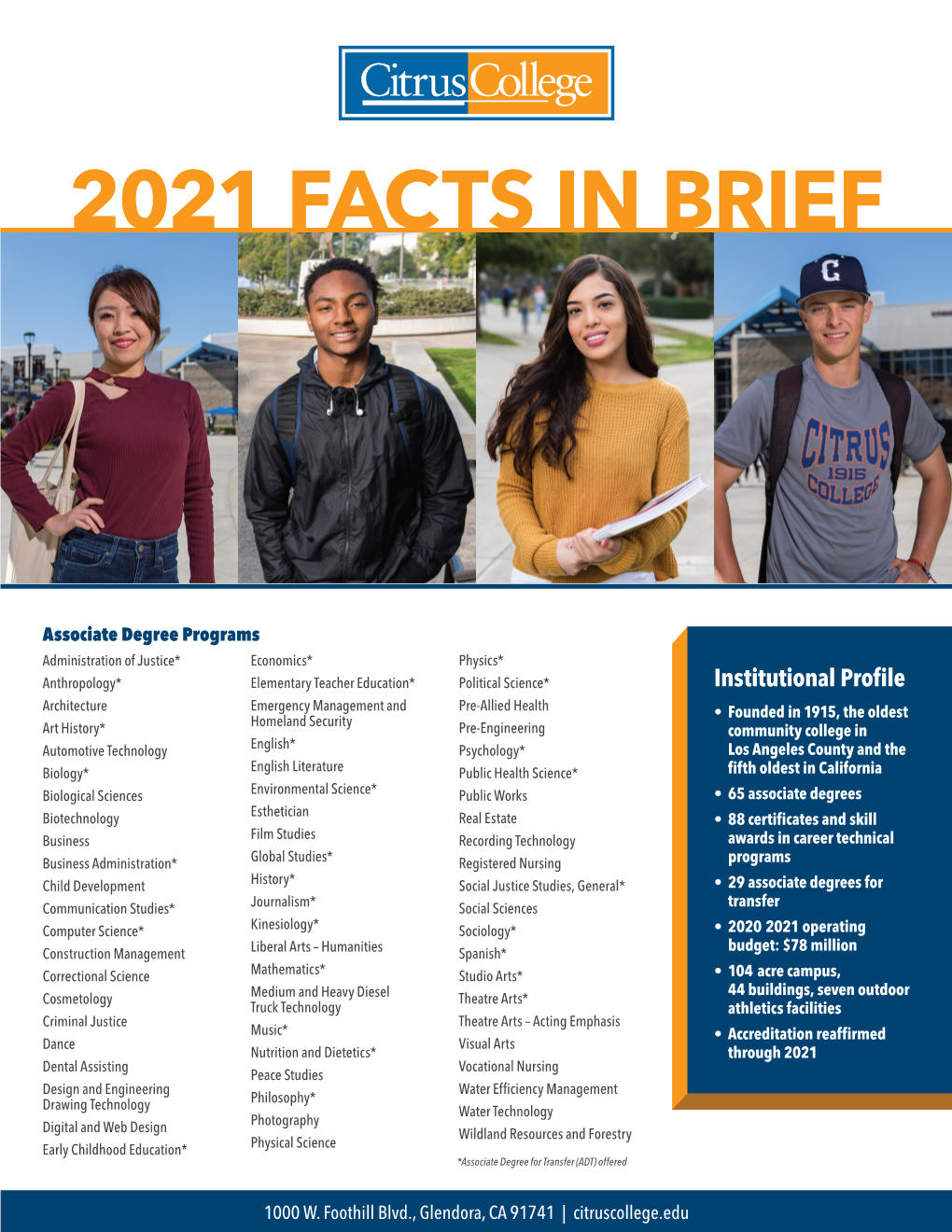 Citrus College Facts in Brief 2021