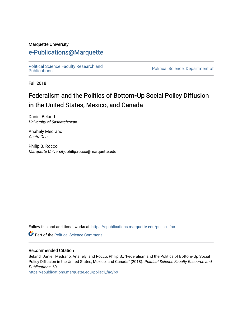 Up Social Policy Diffusion in the United States, Mexico, and Canada