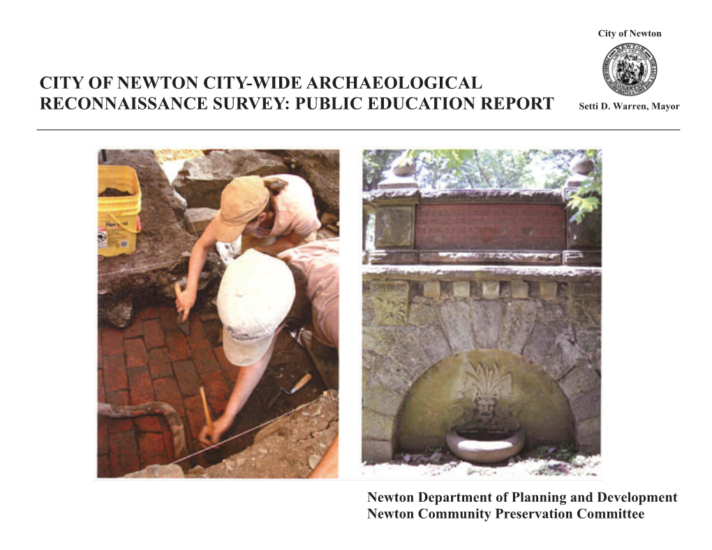 CITY of NEWTON CITY-WIDE ARCHAEOLOGICAL RECONNAISSANCE SURVEY: PUBLIC EDUCATION REPORT Setti D
