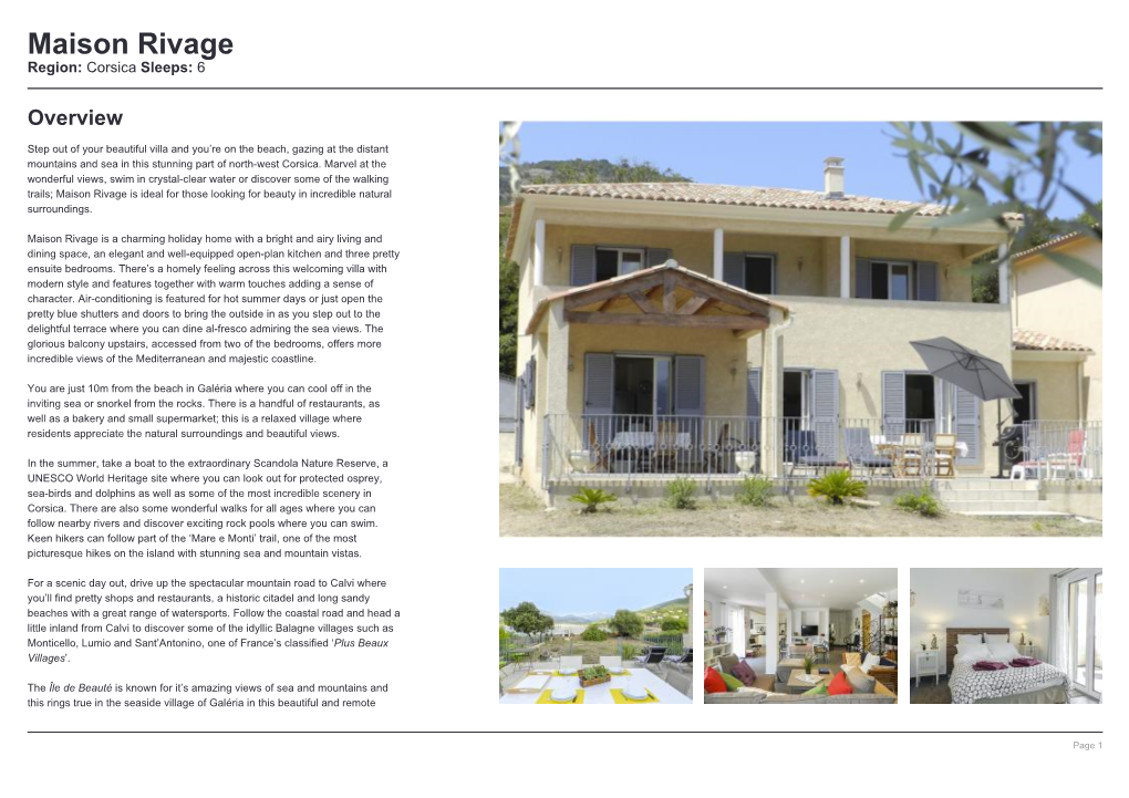 Maison Rivage Region: Corsica Sleeps: 6