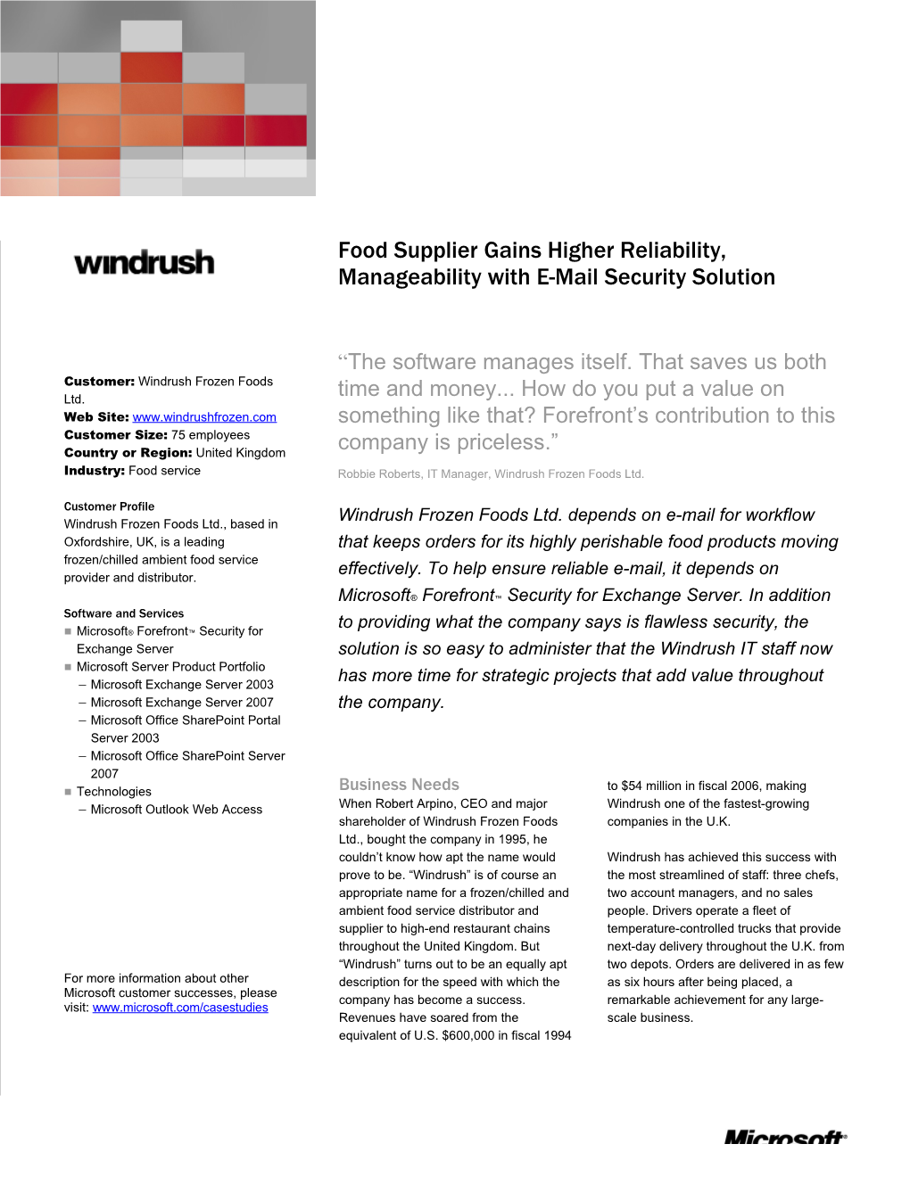 Food Supplier Gains Higher Reliability, Manageability with E-Mail Security Solution