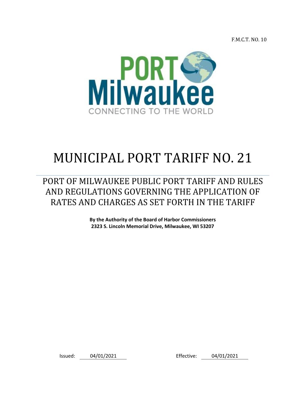 Municipal Port Tariff No. 21