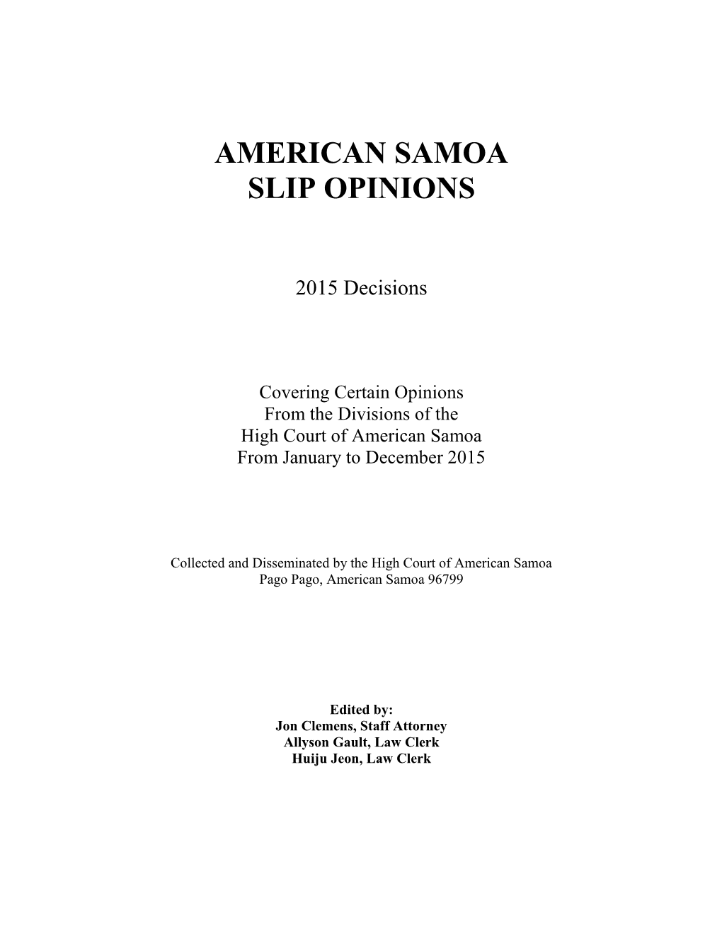 2015 American Samoa Slip Opinions