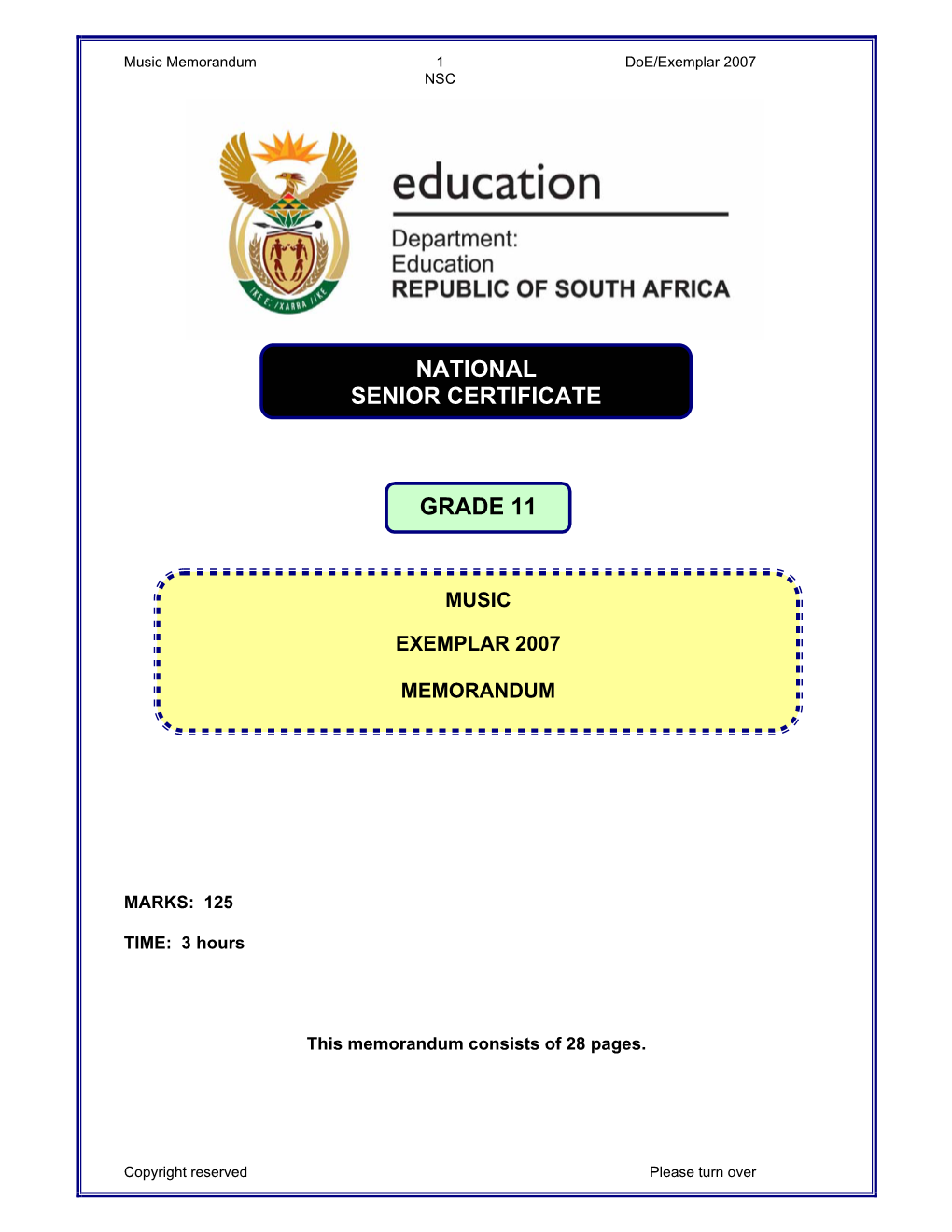 National Senior Certificate Grade 11