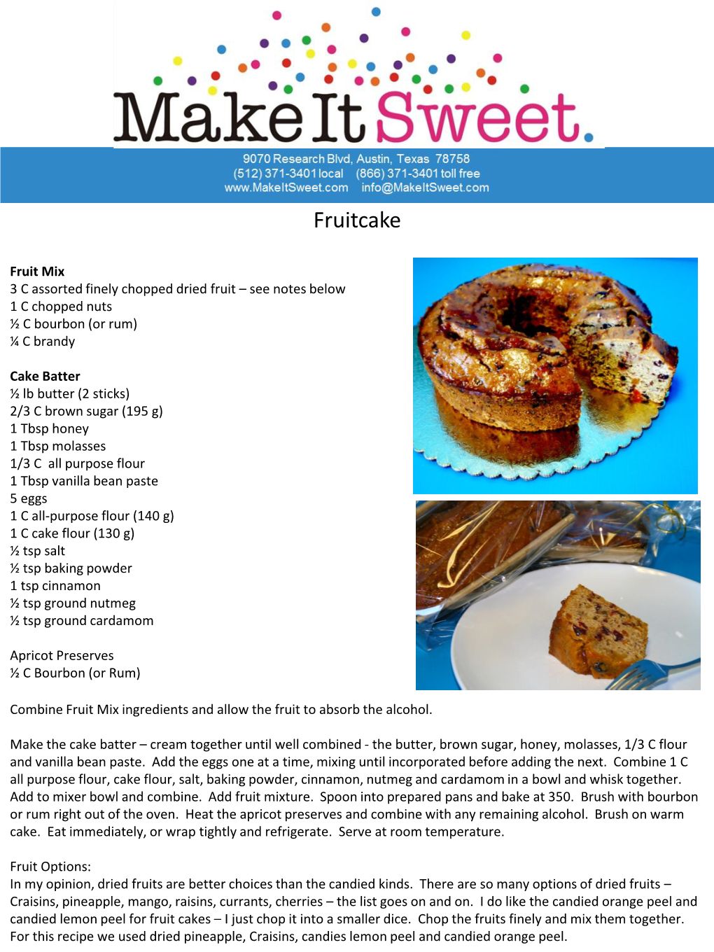Fruitcake Recipe