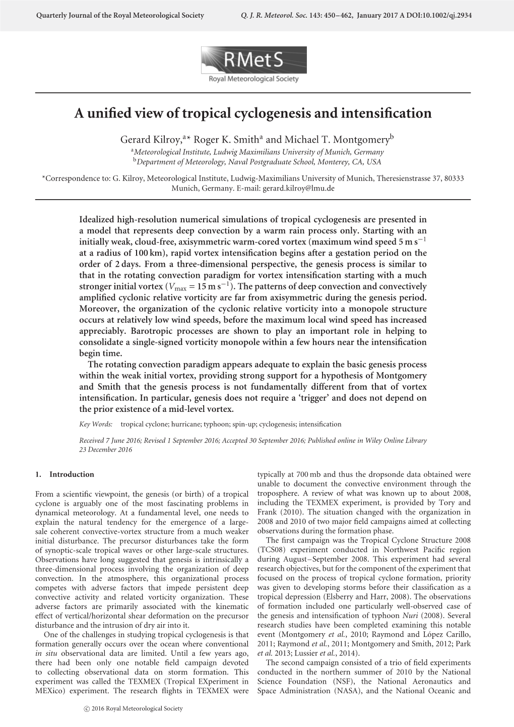 A Unified View of Tropical Cyclogenesis and Intensification: Tropical