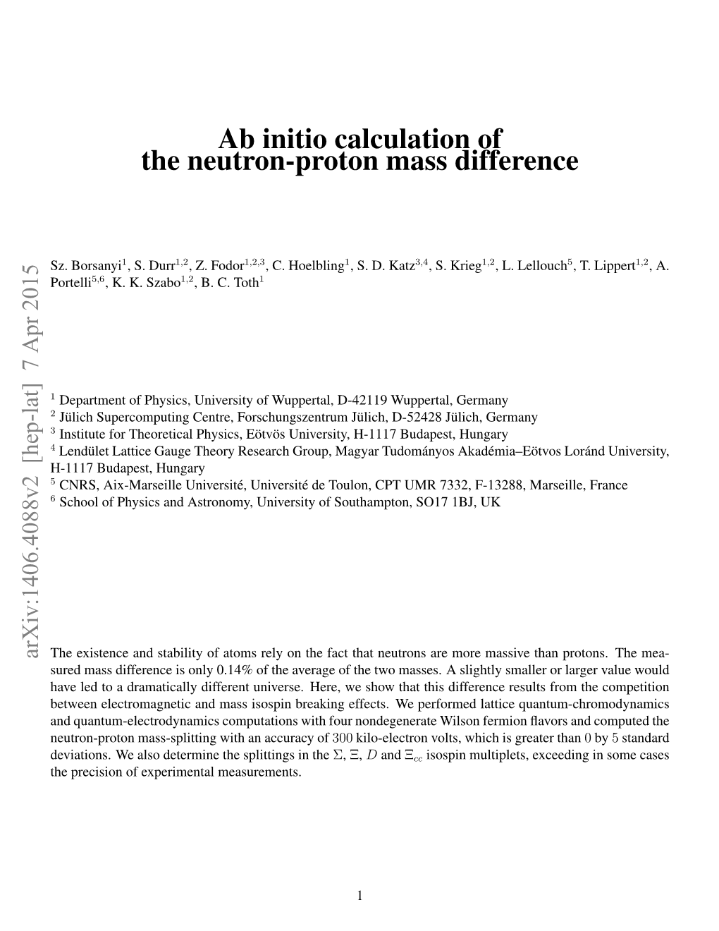 Ab Initio Calculation of the Neutron-Proton Mass Difference