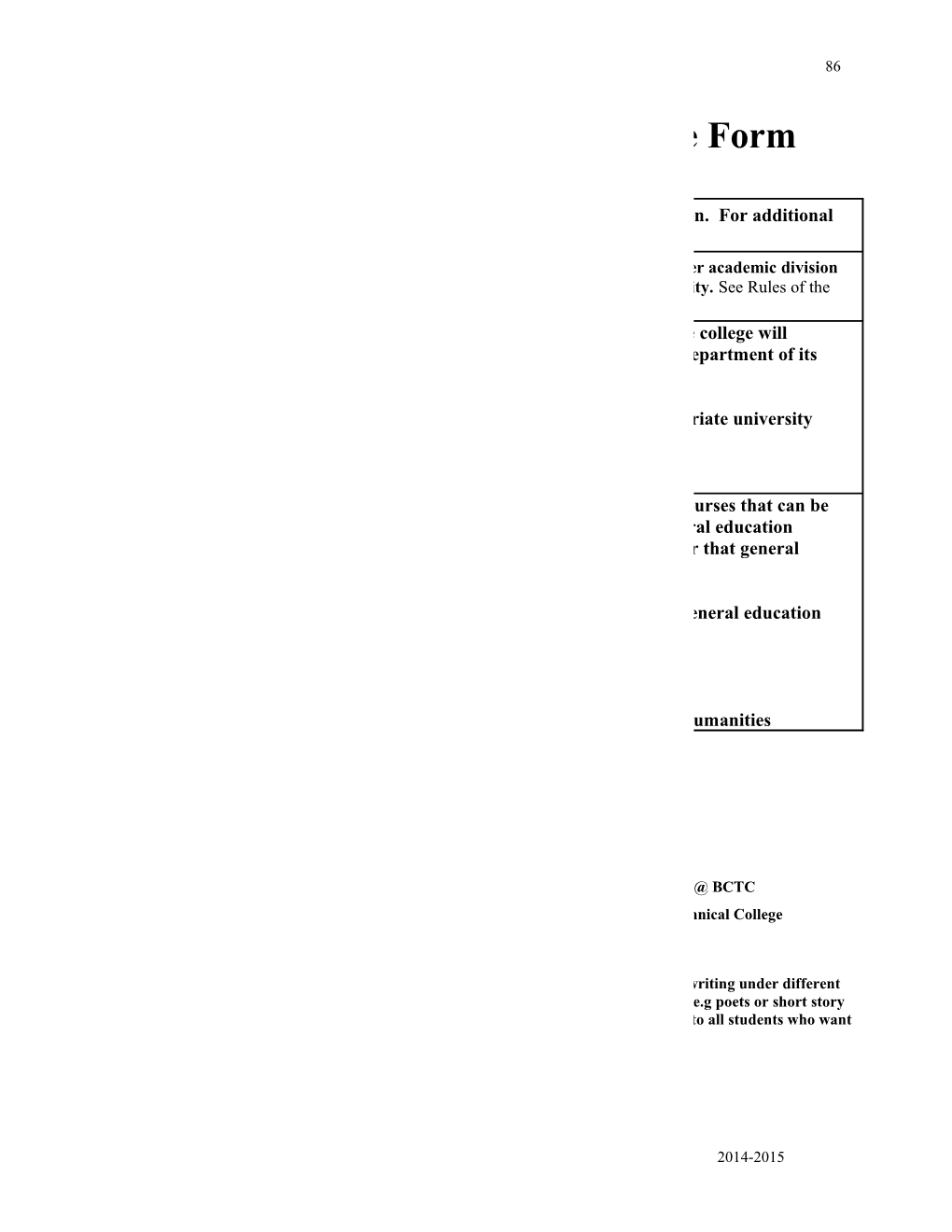 Lower Division University Course Form