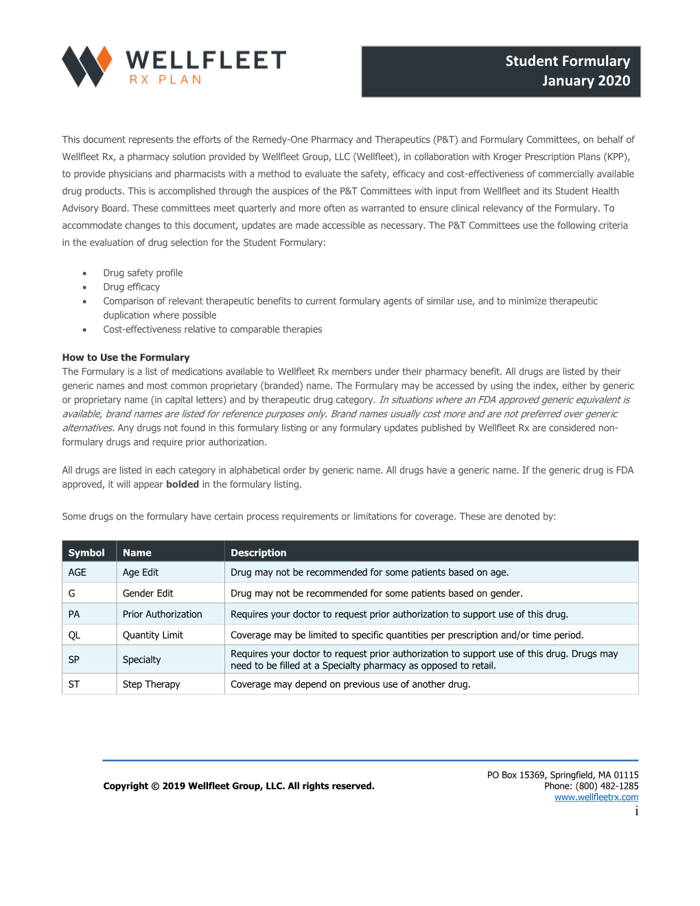 Student Formulary January 2020