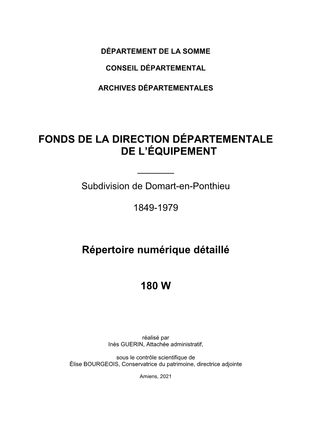 Fonds De La Direction Départementale De L’Équipement