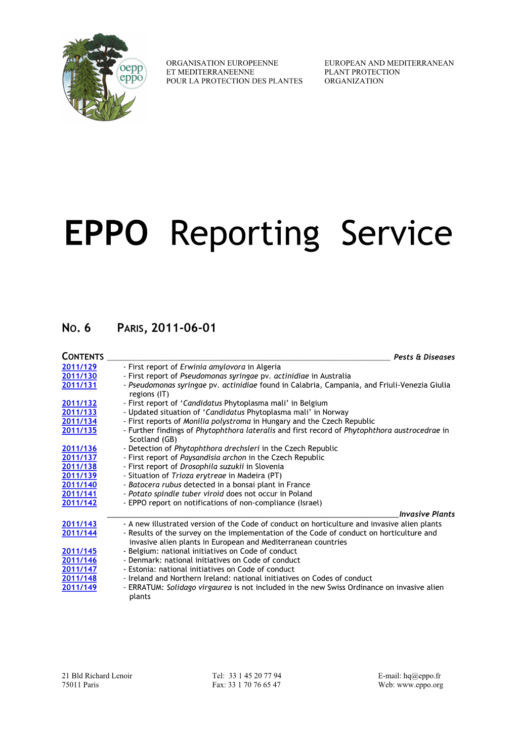 EPPO Reporting Service