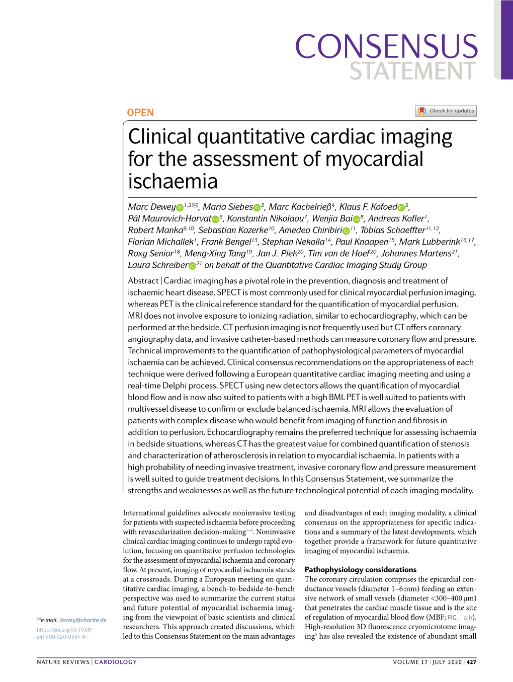 Clinical Quantitative Cardiac Imaging for the Assessment of Myocardial Ischaemia