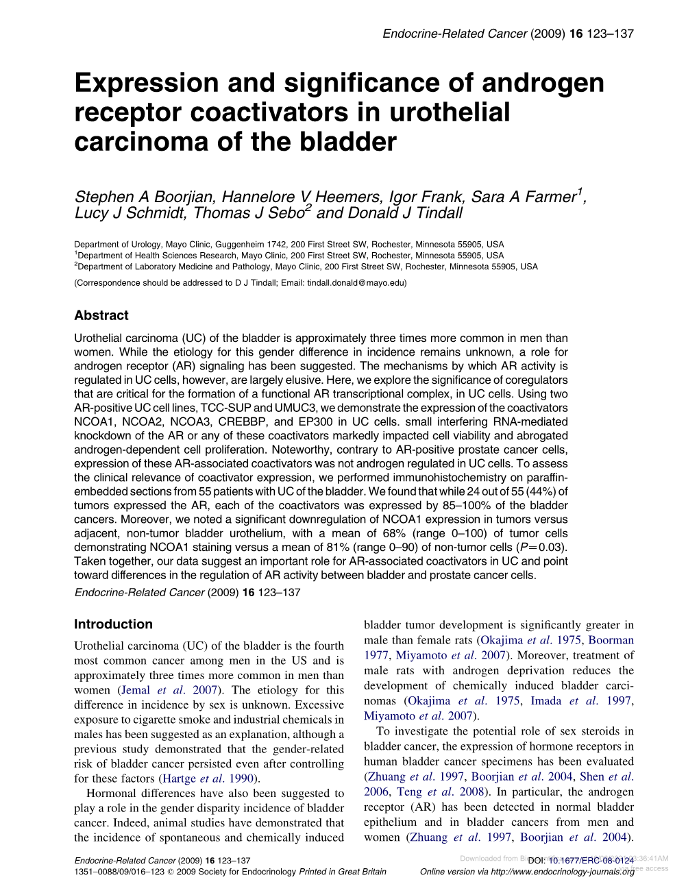 Expression and Significance of Androgen Receptor Coactivators in Urothelial Carcinoma of the Bladder