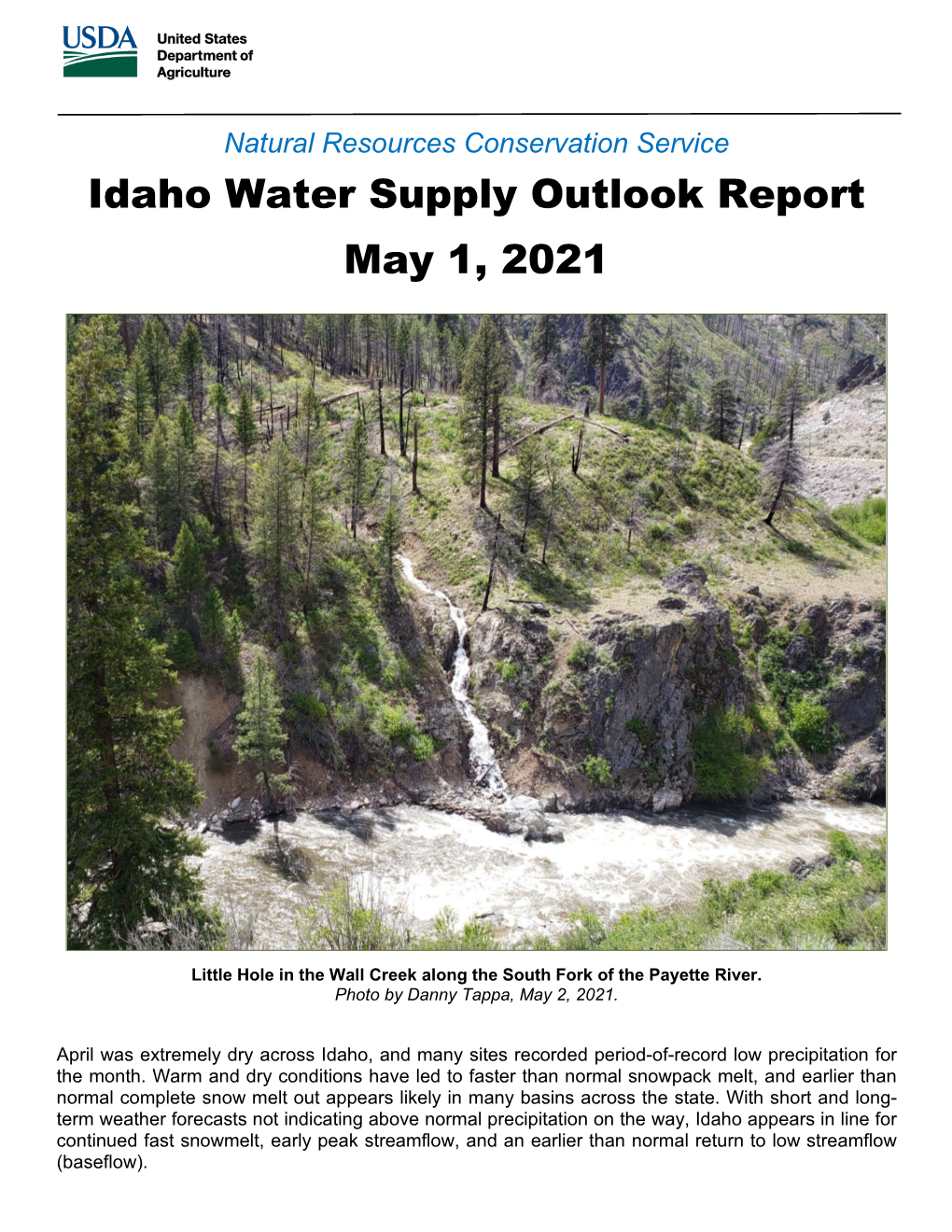 Idaho Water Supply Outlook Report May 1, 2021