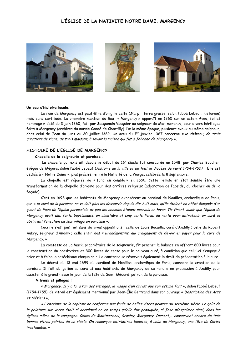 Résumé Église De Margency