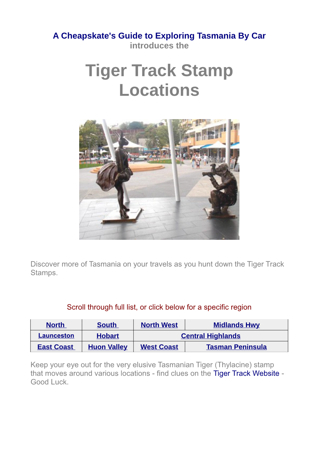 Tiger Track Stamp Locations