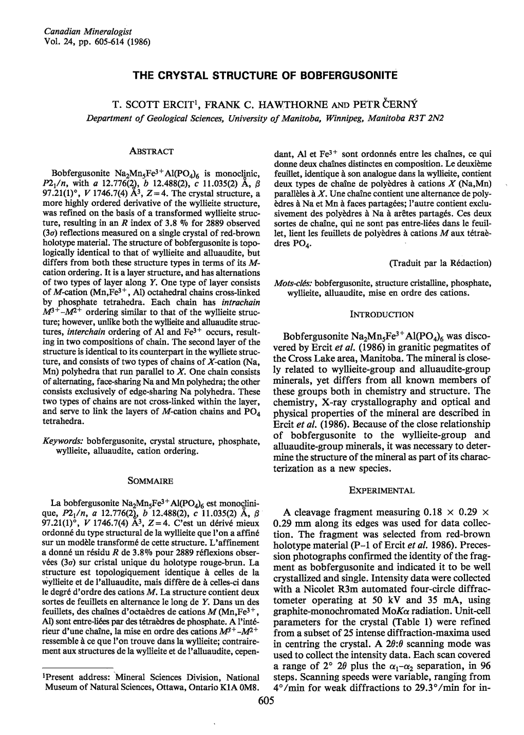 The Crystal Structure of Bobfergusonite T. Scott