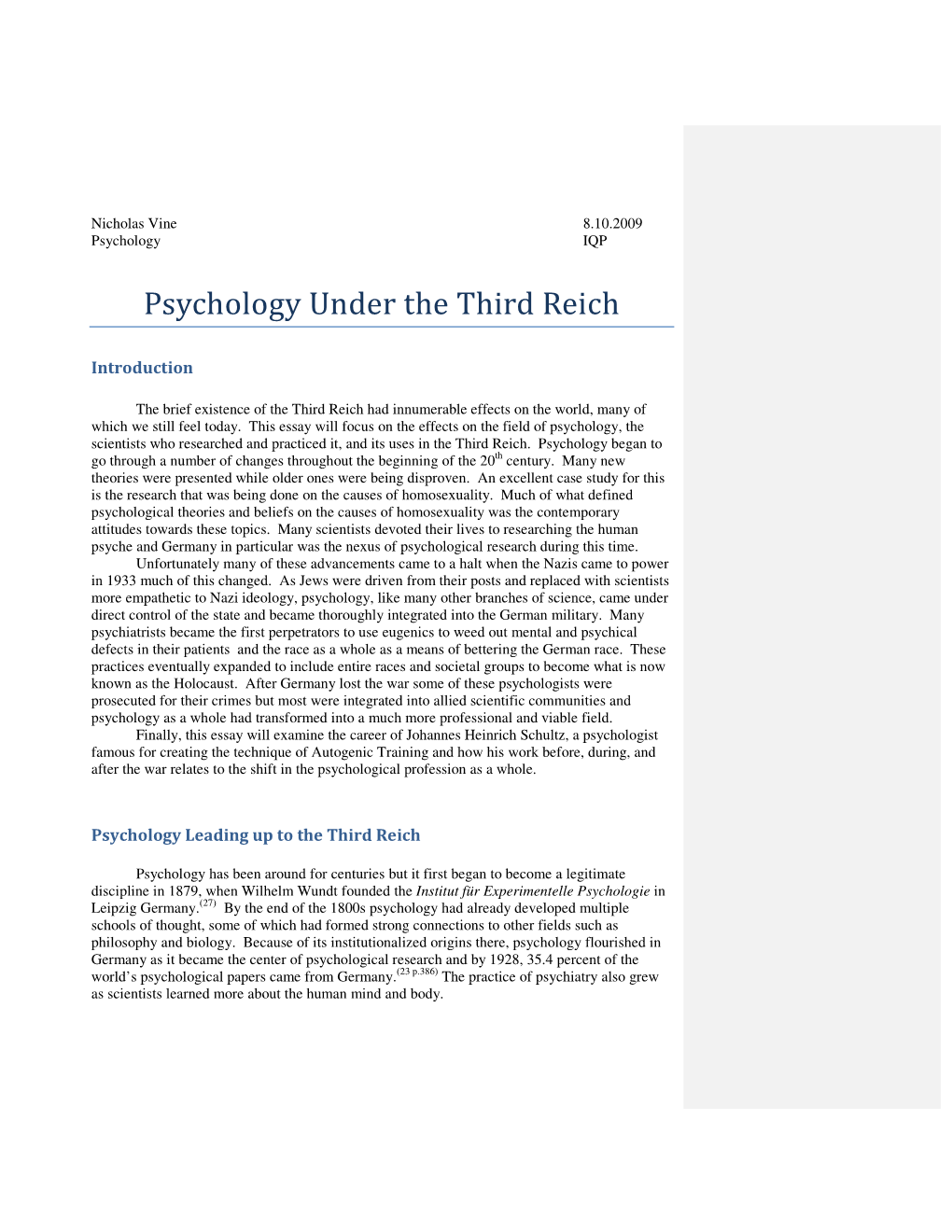 Psychology Under the Third Reich