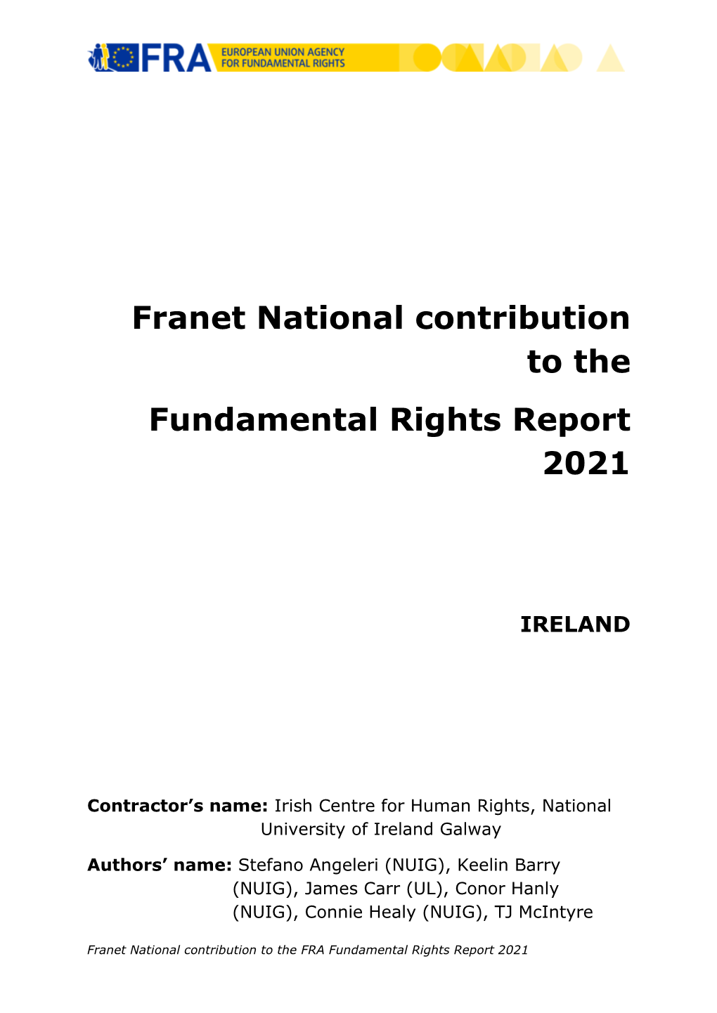 Franet National Contribution to the Fundamental Rights Report 2021