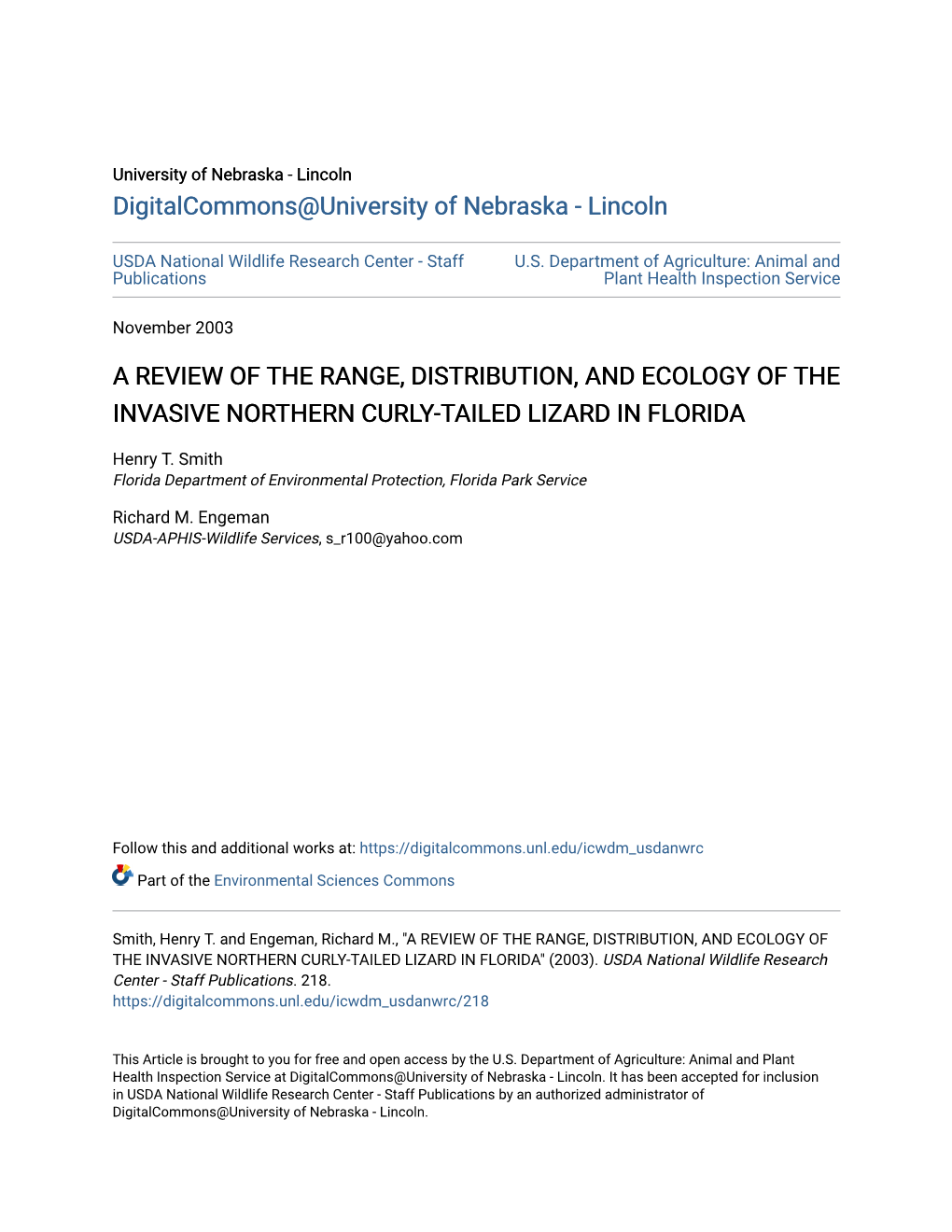 A Review of the Range, Distribution, and Ecology of the Invasive Northern Curly-Tailed Lizard in Florida