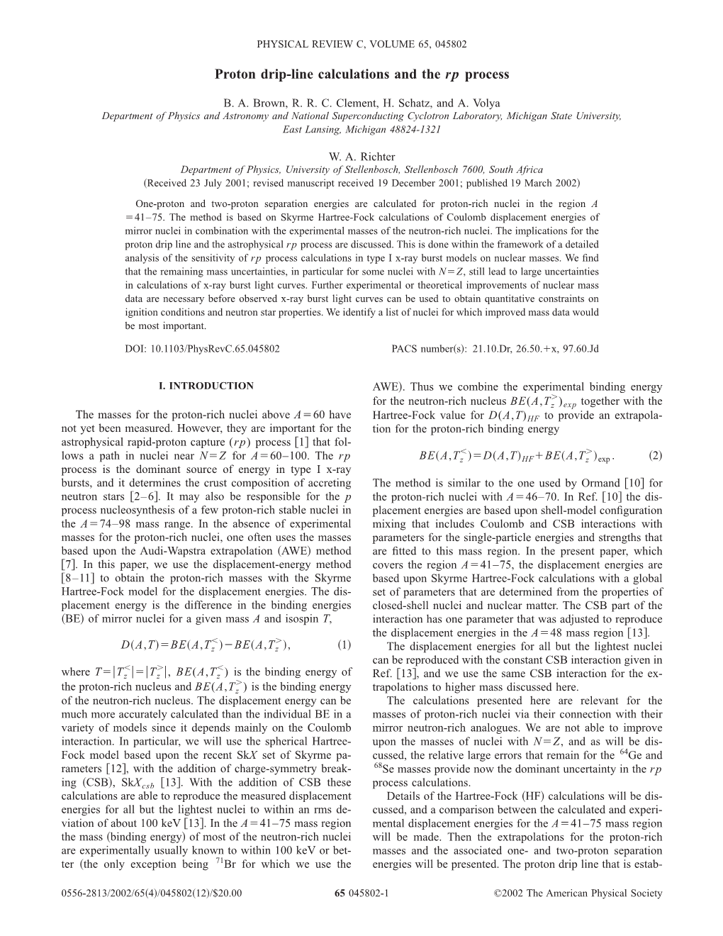 Proton Drip-Line Calculations and the Rp Process