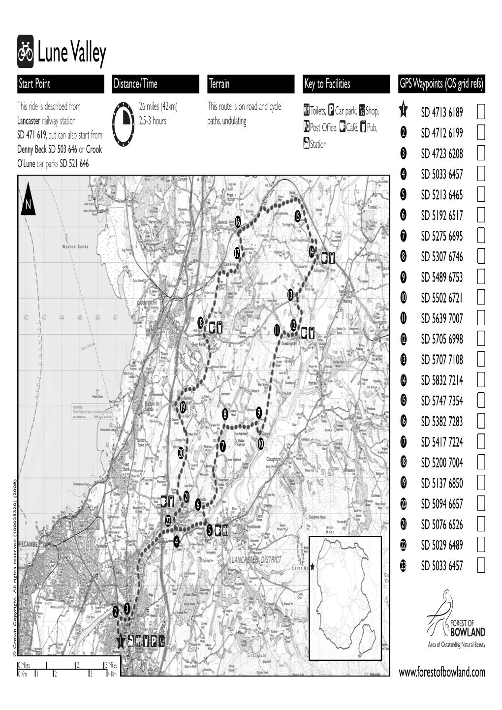 Lune Valley Start Point Distance/Time Terrain Key to Facilities GPS Waypoints (OS Grid Refs)