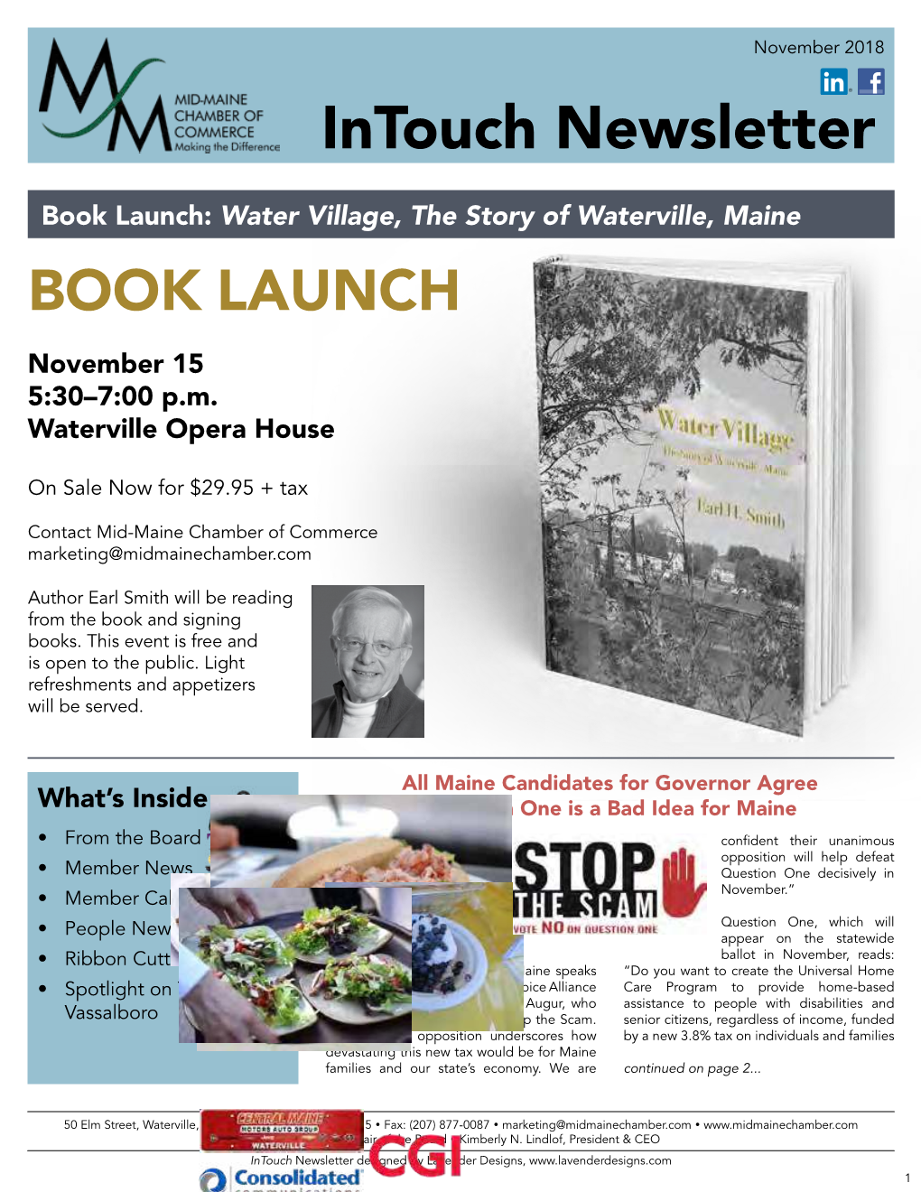 Book Launch: Water Village, the Story of Waterville, Maine BOOK LAUNCH