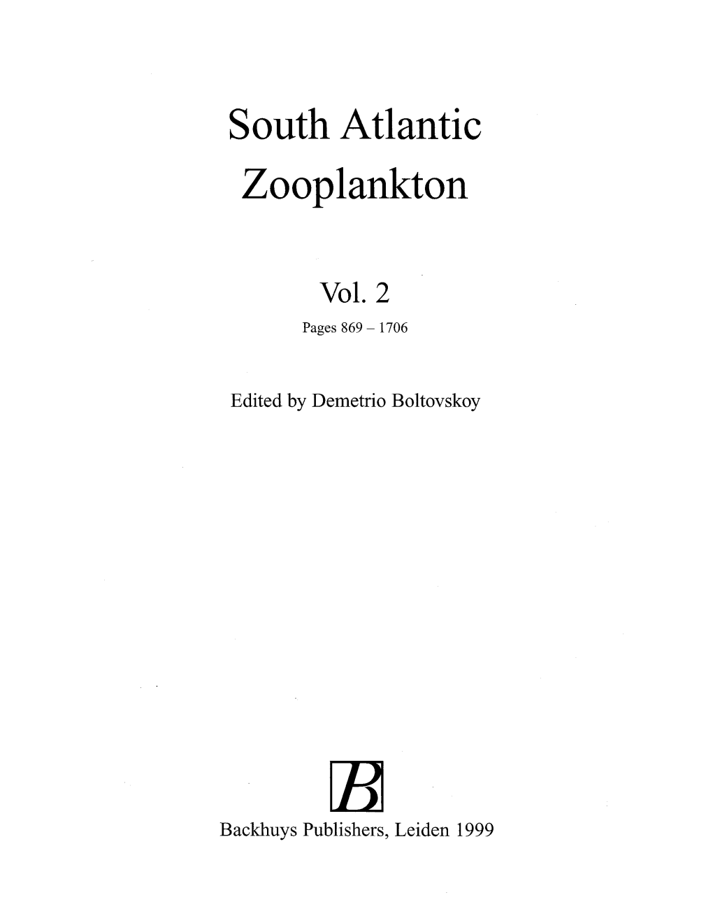 South Atlantic Zooplankton