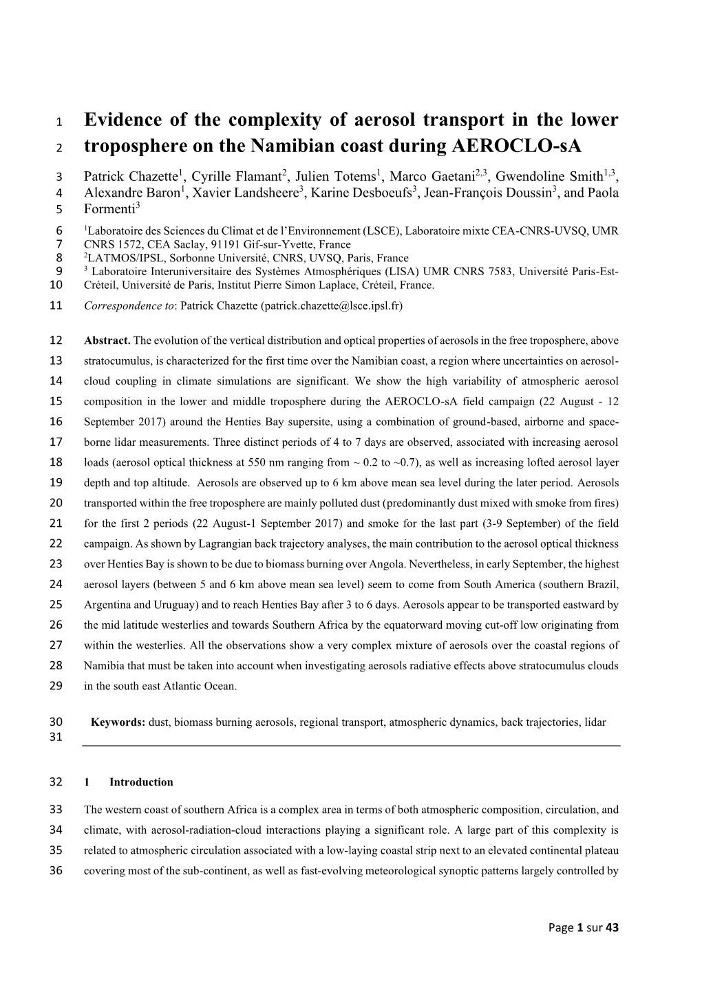 Evidence of the Complexity of Aerosol Transport in the Lower Troposphere