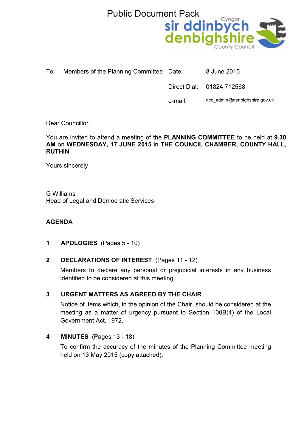 (Public Pack)Agenda Document for Planning Committee, 17/06/2015