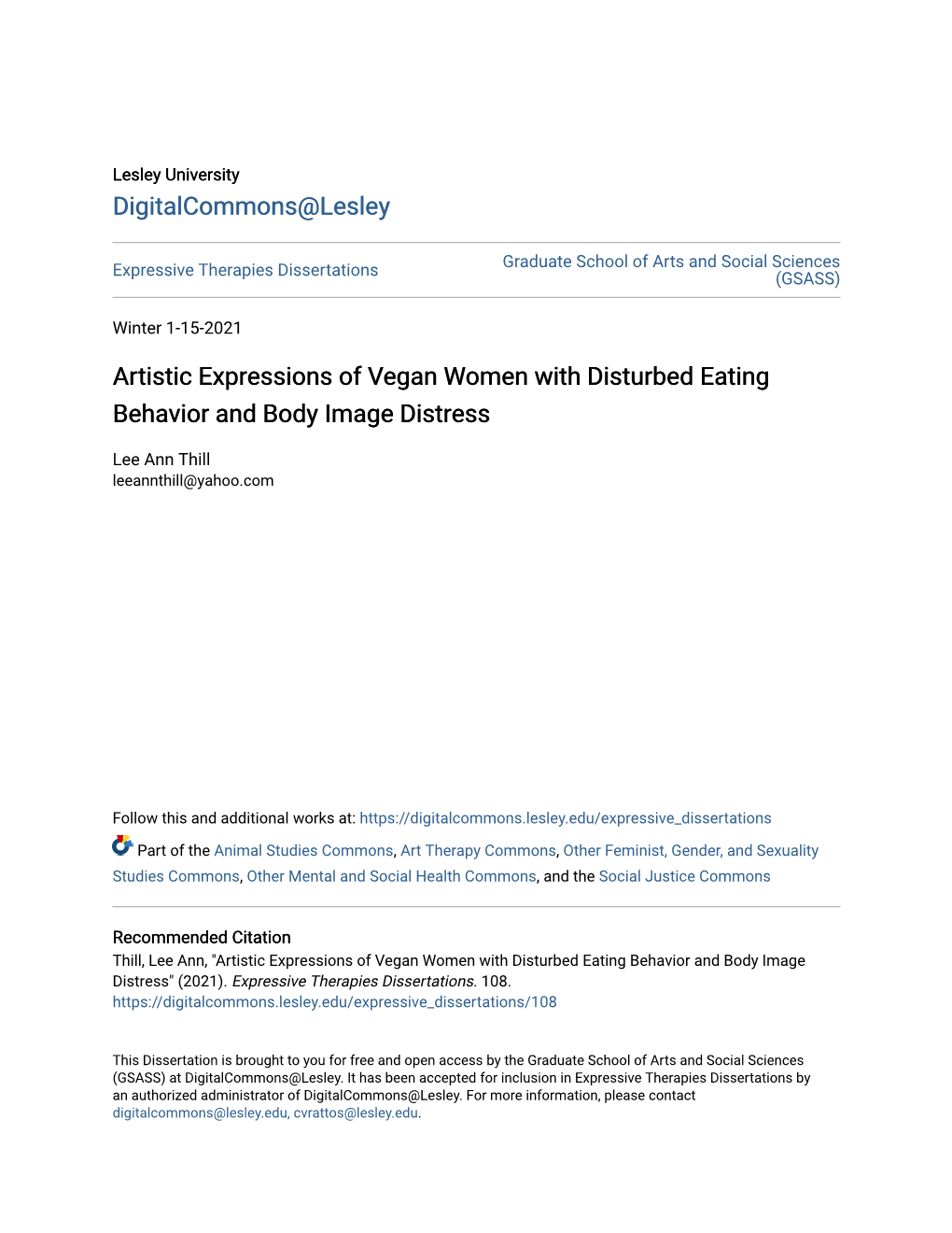 Artistic Expressions of Vegan Women with Disturbed Eating Behavior and Body Image Distress